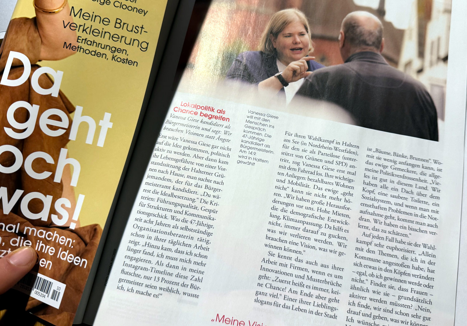 Artikel über Vanessa in der Donna, Überschrift "Lokalpolitik als Chance ergreifen"